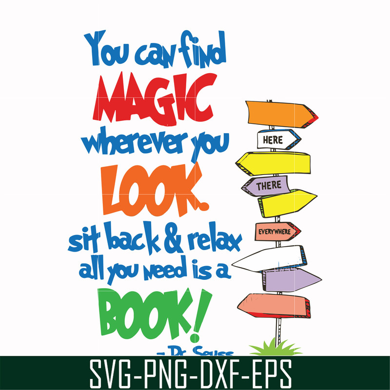 DR00021-You can find magic wherever you look sit back & relax all you need is a book svg, png, dxf, eps file DR00021.jpg
