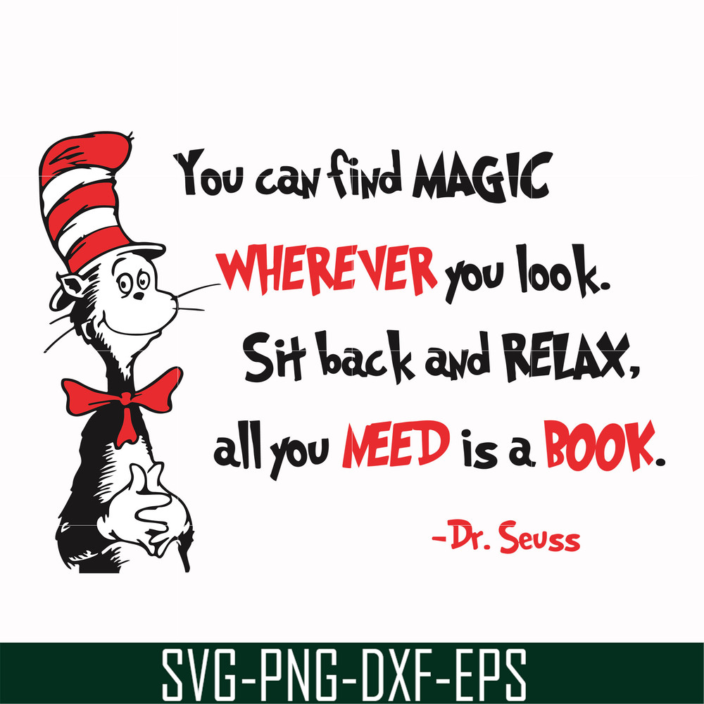 DR00050-You can find magic wherever you look sit back and relax all you need is a book svg, png, dxf, eps file DR00050.jpg
