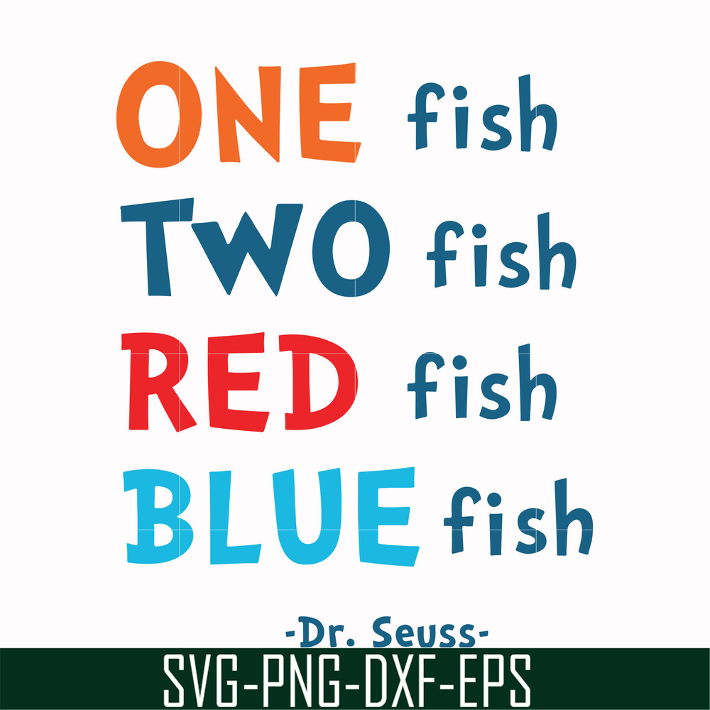 DR00089-One fish two fish red fish blue fish svg, png, dxf, eps file DR00089.jpg
