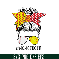 womens mom of both messy bun svg, mother's day svg, eps, png, dxf digital file mtd23042149