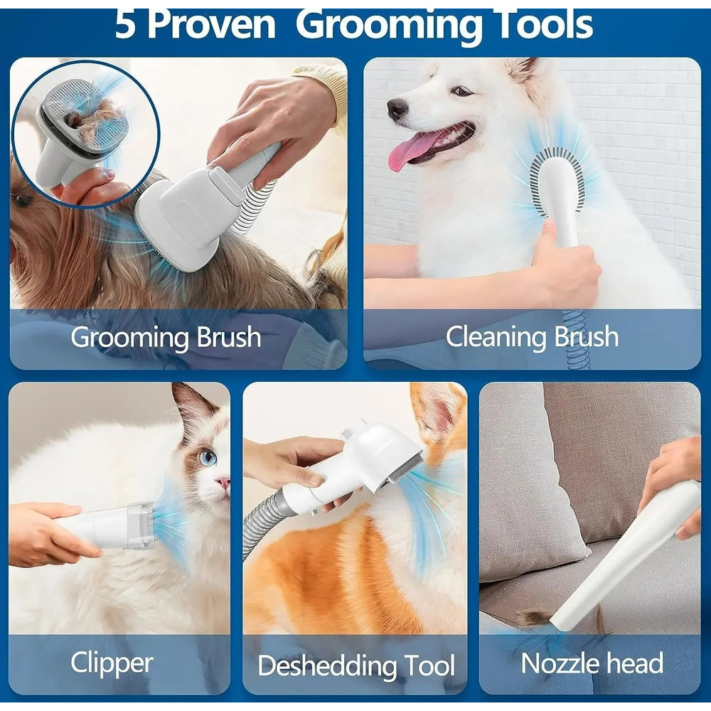 Advanced Pet Grooming Vacuum Kit  23L Capacity Quiet Dog  Cat Hair Remover 3