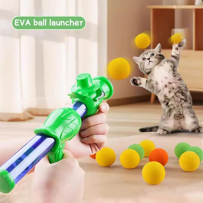 Interactive Cat Toy Set With Ball Launcher  Plush Balls  Durable Pet Play Kit 0