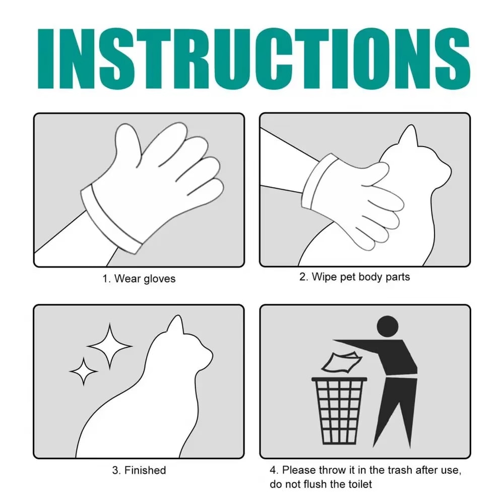 6Pack Disposable Pet Grooming Gloves WashFree Spa Bath For Cats Dogs NonWoven Massage Clean 5