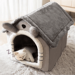 portable four-season dog house for cats & small dogs – detachable & washable pet shelter