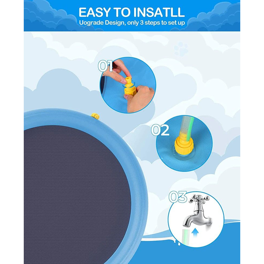 Summer Pet Swimming Pool Inflatable Water Sprinkler Pad Play Cooling Mat For Dogs 8