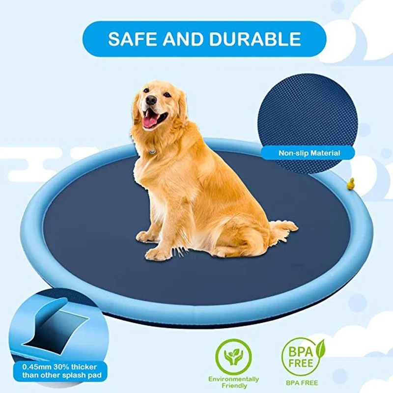 Summer Pet Swimming Pool Inflatable Water Sprinkler Pad Play Cooling Mat For Dogs 7