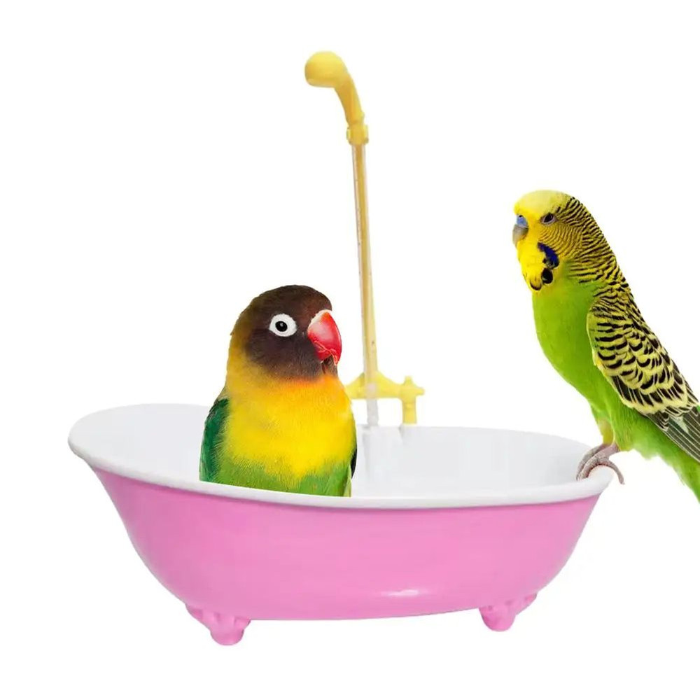 Pet Bird Bath Paddling Pool Automatic Parrot Shower Bathtub With Cage Feeder Accessories  Summer To 4