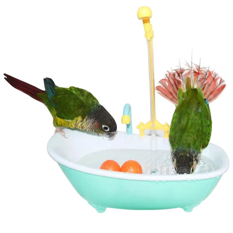 Pet Bird Bath Paddling Pool Automatic Parrot Shower Bathtub With Cage Feeder Accessories  Summer To 5