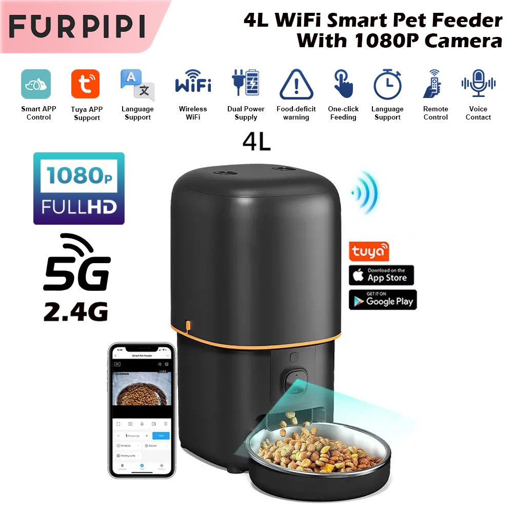 WiFi Automatic Cat Feeder With Camera Smart Pet Food Kibble Dispenser Auto Feeder For Cat  Dog 1