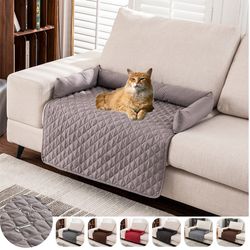 waterproof pet dog bed blanket, non-slip, washable mat for sofa & couch with neck pillow