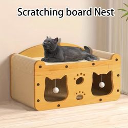 cat scratch sofa with durable cardboard nest & interactive toys for indoor cats