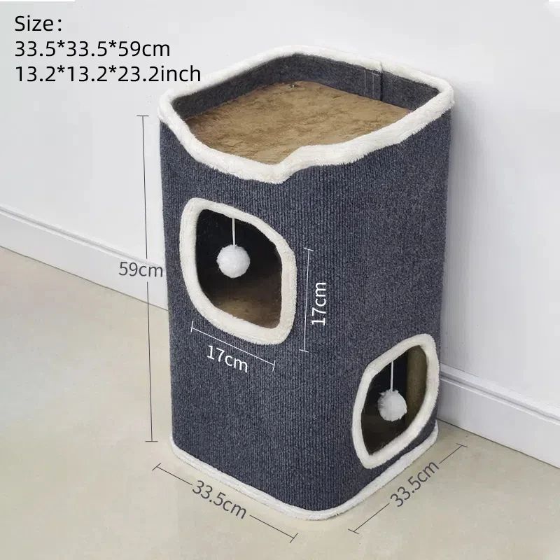 3Tier Cat Bed  Pet House Covered Cave With Soft Mat  Fluffy Ball 7