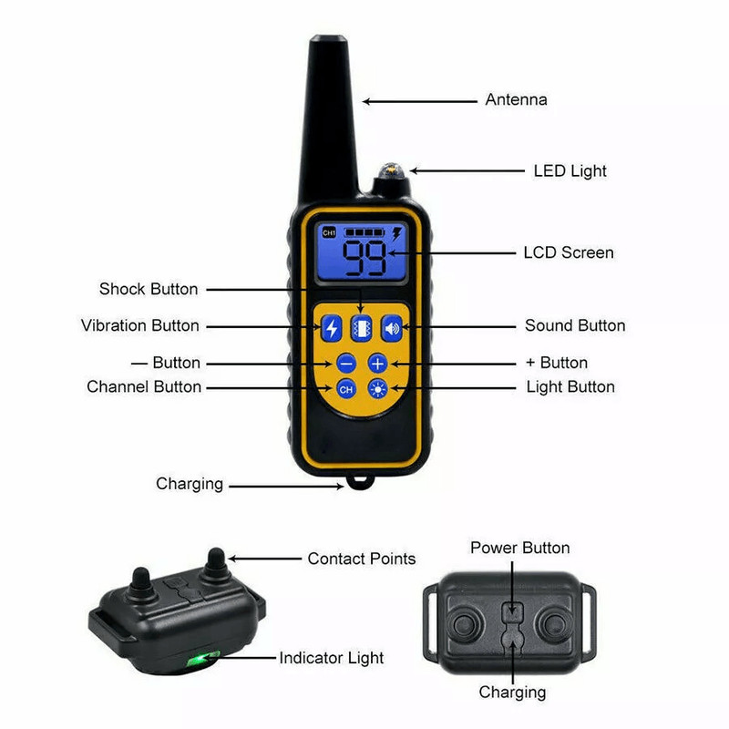 Dog Training Collar Waterproof Rechargeable Remote Shock ECollar For All Dog Sizes 2