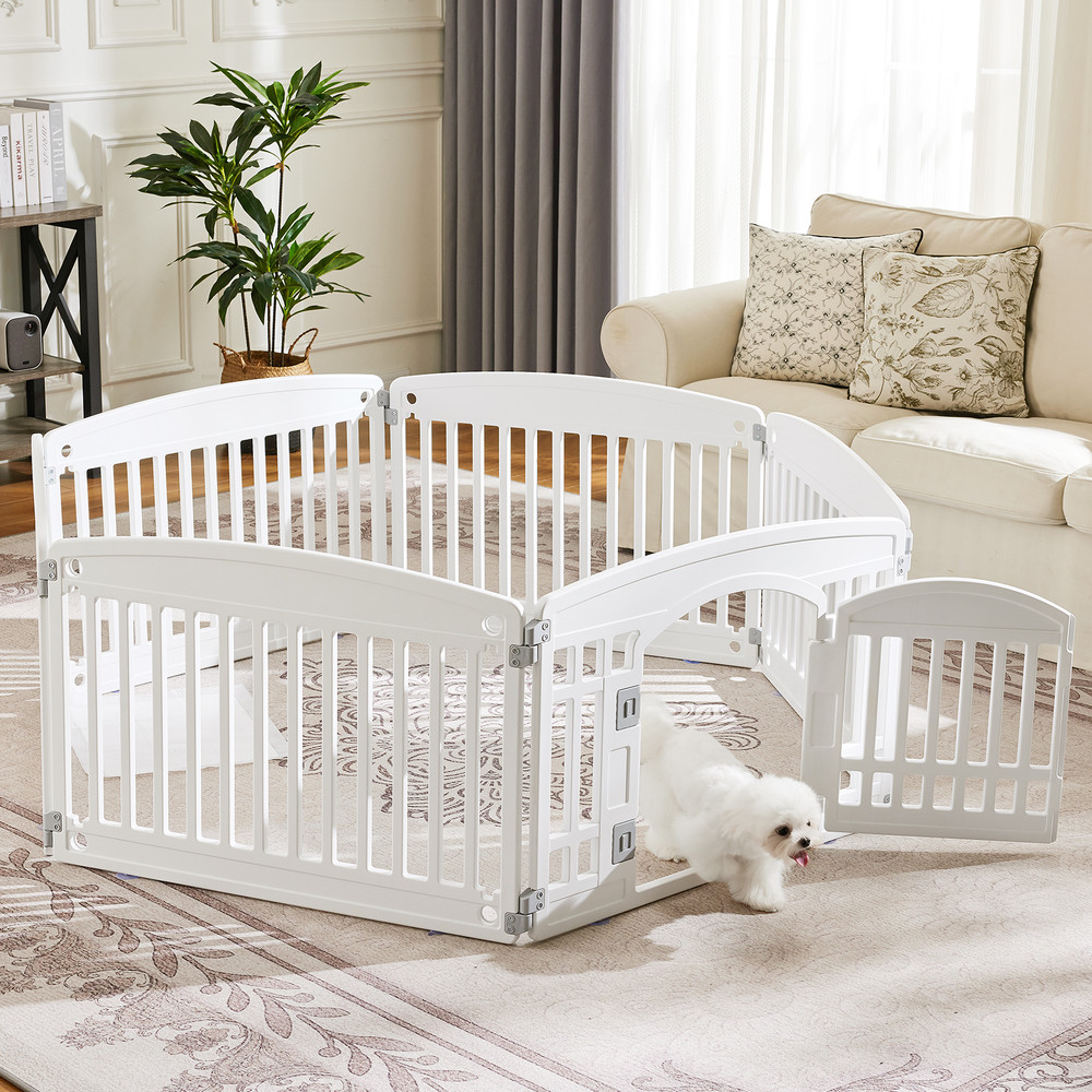 Dog Playpen Safe  Secure IndoorOutdoor Pet Fence Folding  Portable Play Yard For Small To Medium Do 0