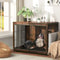 Large Elevated Dog Crate Wooden End Table, Rustic Indoor Pet House with Double Door & Removable Tray