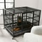 Heavy Duty Dog Crate With 4 Lockable Wheels Removable Tray 3 Doors Metal Pet Kennels Cage Playpen 2