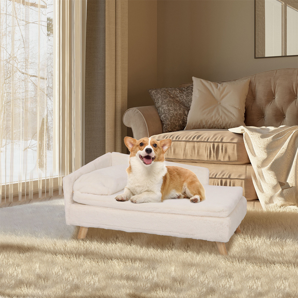 Elevated Pet Bed with Cushion Mattress & Sturdy Wood Legs, Waterproof Cozy Nordic Pet Stool for Small Dogs & Kittens