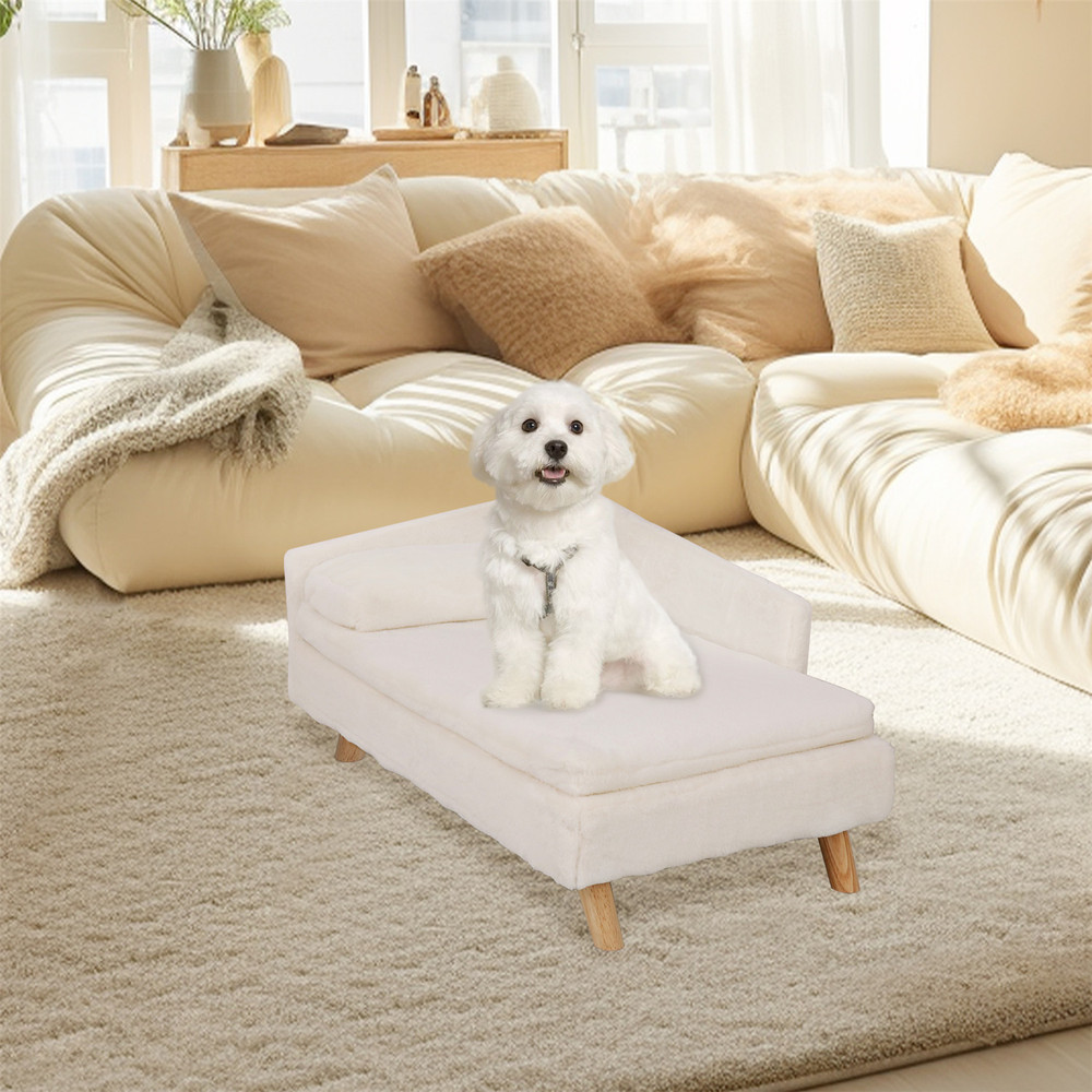 Elevated Pet Bed with Cushion Mattress & Sturdy Wood Legs, Waterproof Cozy Nordic Pet Stool for Small Dogs & Kittens