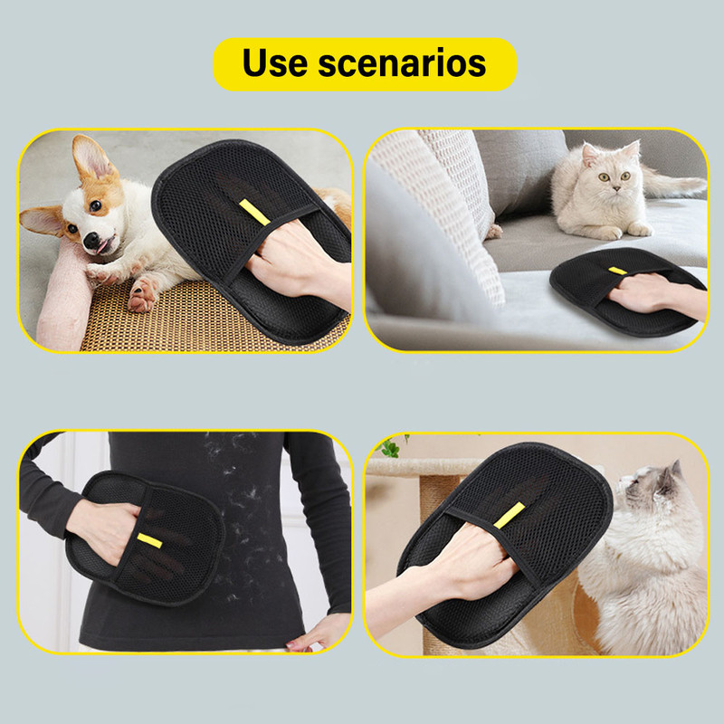 Pet Grooming Gloves, Static Dedusting Brush, Pet Hair Remover for Dog, Cat Hair on Sofa, Carpet, Clothes, Reusable