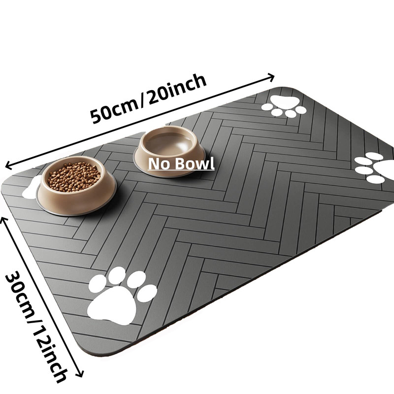Absorbent Pet Feeding Mat with Waterproof Rubber, Quick-Dry, Dog, Cat Food Bowl Mat, Non-Slip Placemat for Free Meal