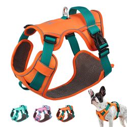 mesh breathable dog harness, nylon reflective pet training vest, adjustable, durable for small, medium, large dogs