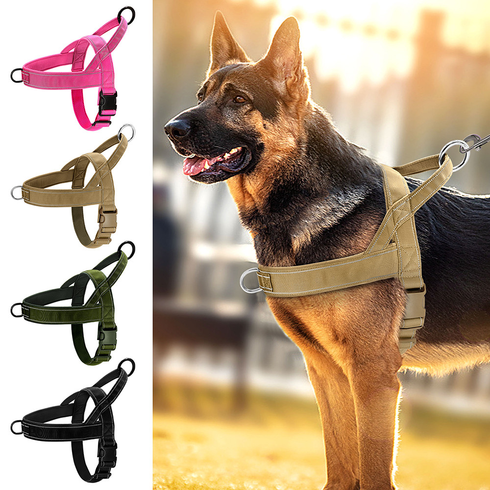 Reflective No Pull Nylon Dog Harness, Adjustable Pet Walking, Training Vest for Medium, Large Dogs