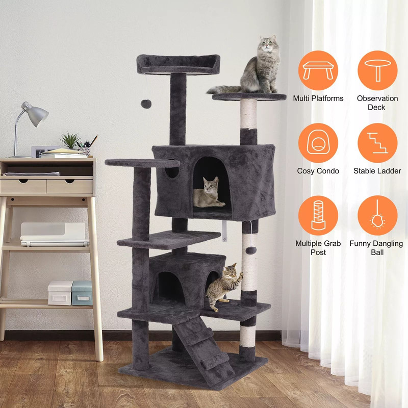 Sturdy Cat Tree Tower Activity Center Large Playing House Condo For Rest Climbing Scratching Cats F 1