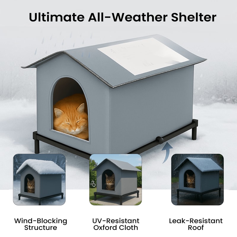 Waterproof Outdoor Cat House Feral Cat Shelter With Cold Resistance 1