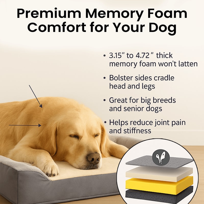 Jumbo Large Orthopedic Dog Bed Memory Foam Pet Sofa Couch With Removable Waterproof Cover Elevated