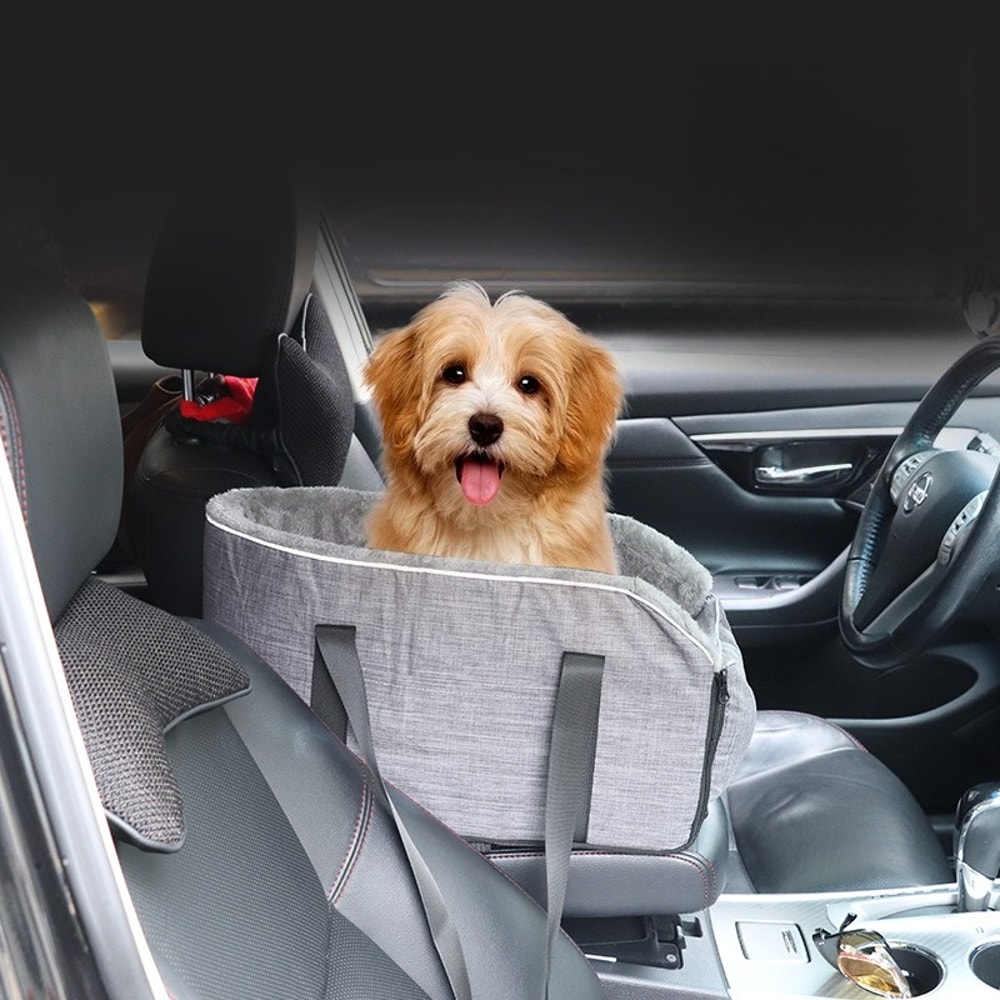 Portable Pet Car Seat, Central Control Safety Buckle, Detachable Armrest Pillow Lift Seat for Medium Small Dogs Cats