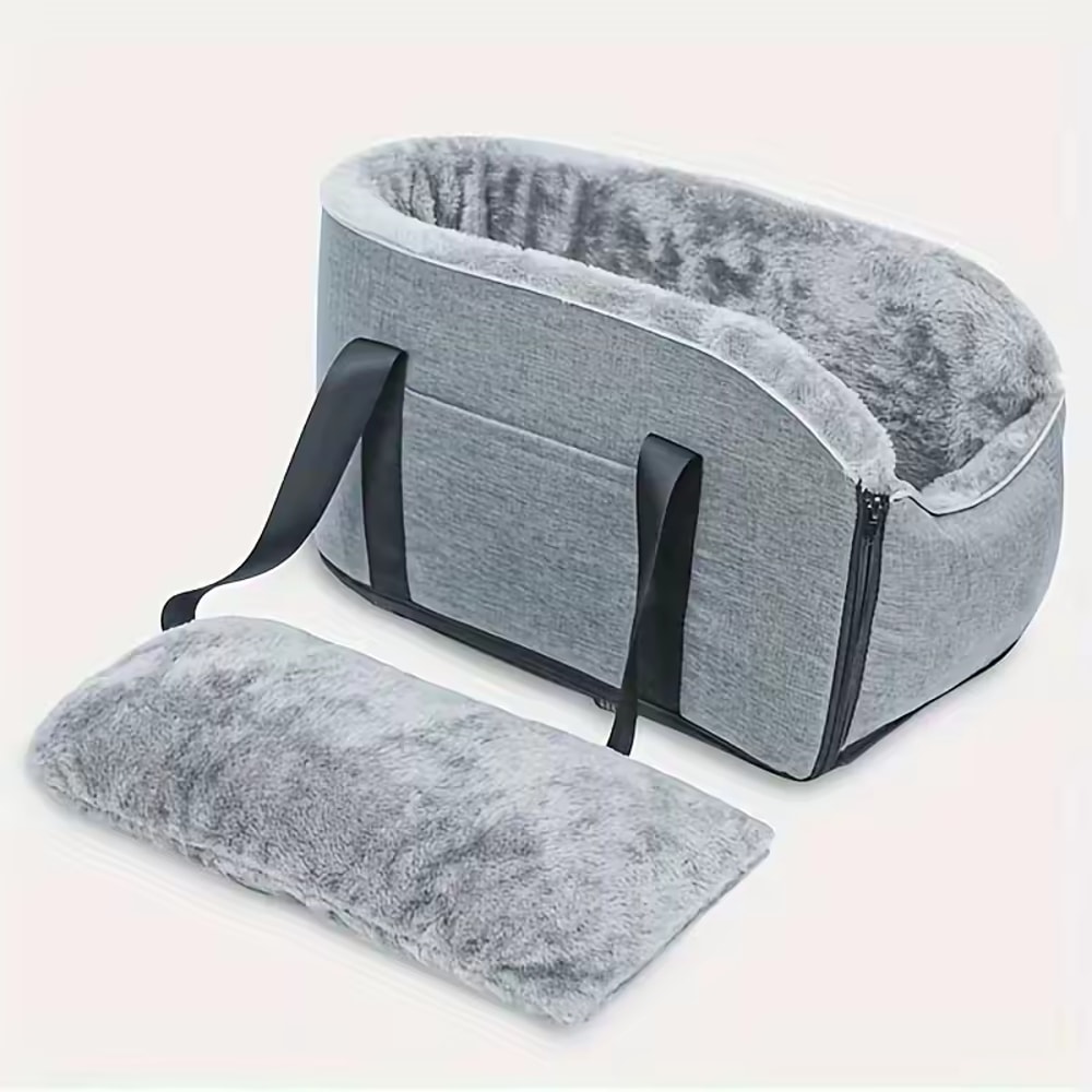Portable Pet Car Seat, Central Control Safety Buckle, Detachable Armrest Pillow Lift Seat for Medium Small Dogs Cats
