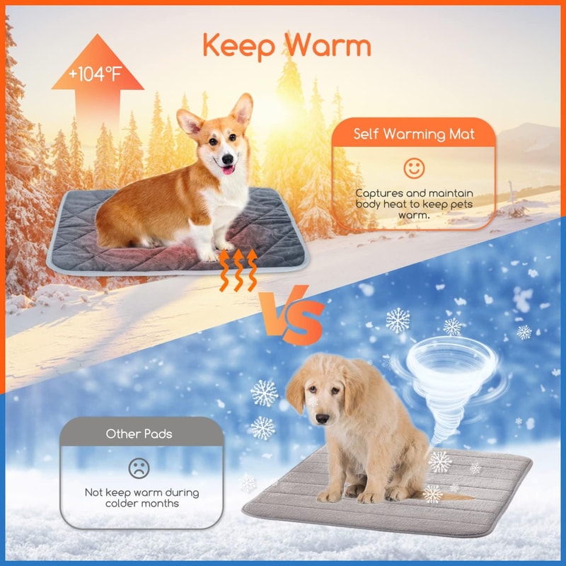 Self Heating Pet Pad Extra Warm Thermal Dog Crate Pad Washable Anti Slip Kennel Mat Pet Supplies Fo 2
