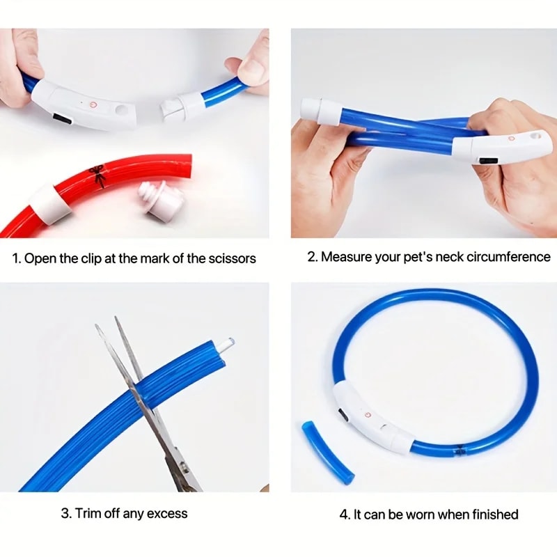 USB Rechargeable Fiber Optic Collar Pet Dog LED Light Collar Luminous Anti Lost Dog Necklace Collar 3