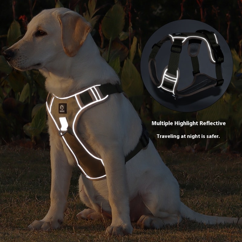 Reflective Adjustable Dog Harness For Walk Durable Oxford Training Vest Dog Labrador Army Cloth Com 3