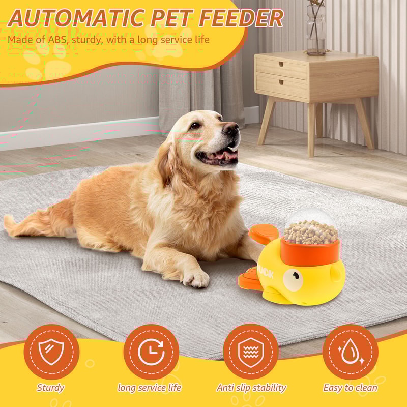 Interactive Duck Shaped Dog Slow Feeder Washable Food Outlet Size Automatic Dog Feeder Toy For Pets 1
