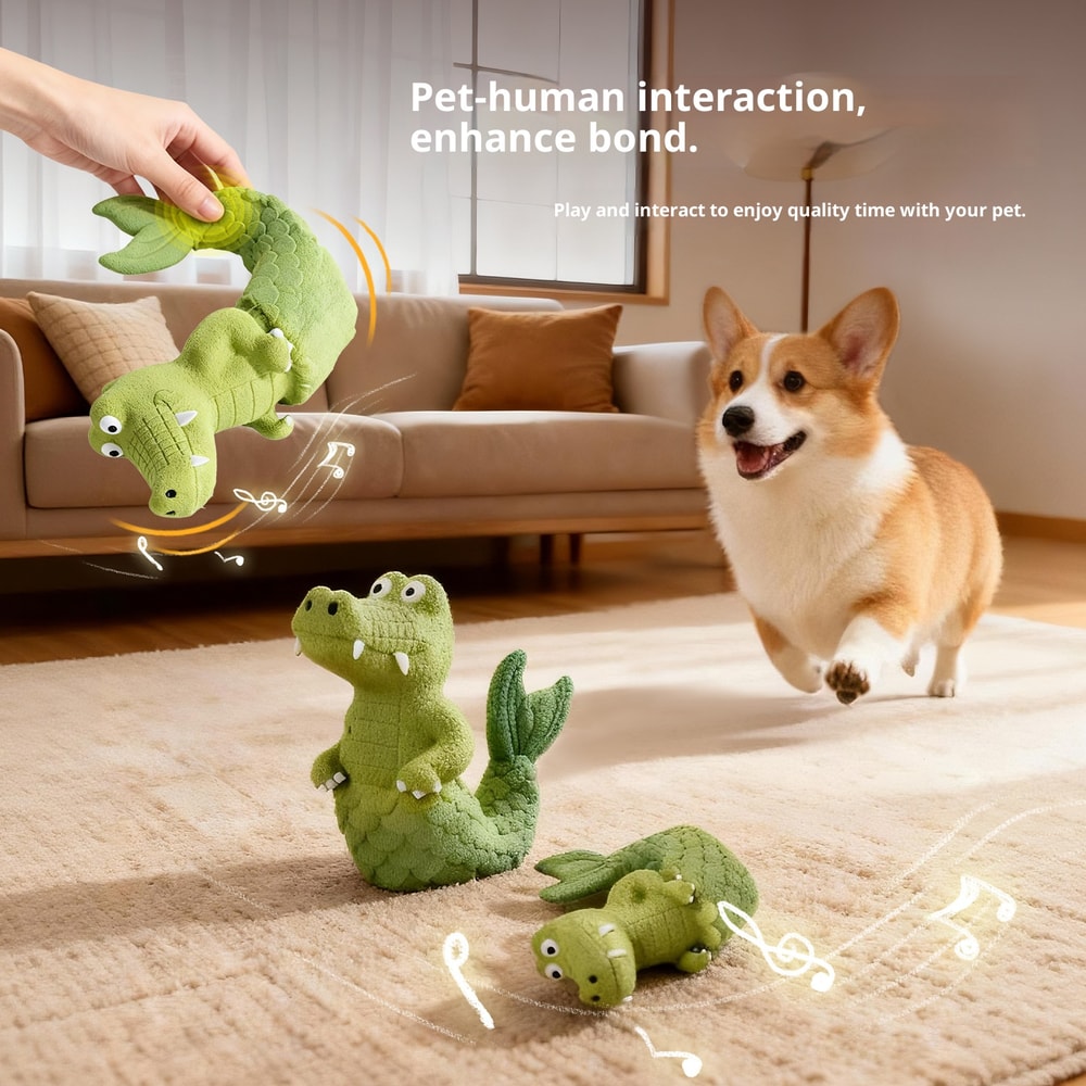 Squeaky Alligator Dog Toy Natural Latex Chew Resistant Design Teeth Cleaning Fun For Small Medium D 3