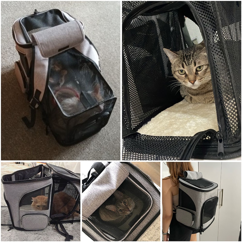 Breathable Pet Cat Carrier Backpack Foldable Pet Carrier Transport Travel Bag Expandable Capacity C 5