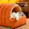 Winter Warm Semi-Enclosed Cat Bed, Washable Cat Cave House with Waterproof Non-Slip Base