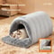 Winter Warm Semi-Enclosed Cat Bed, Washable Cat Cave House with Waterproof Non-Slip Base