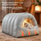 Winter Warm Semi-Enclosed Cat Bed, Washable Cat Cave House with Waterproof Non-Slip Base