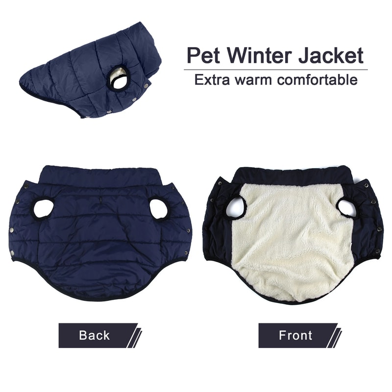 French Bulldog Puppy Clothing Coat, Dog Clothes Outdoor Cold Proof Warm, Fleece Cotton Lined Dog Jacket