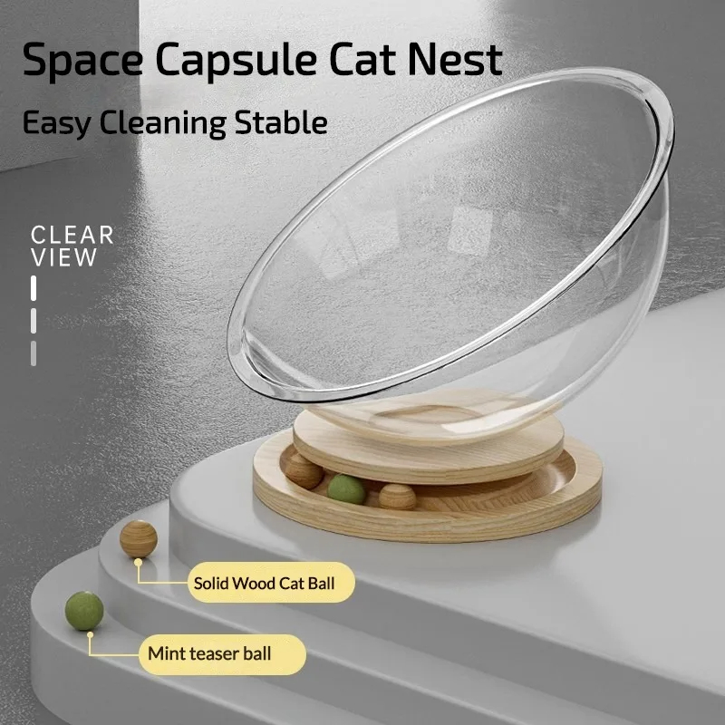 AllSeason Universal Capsule Removable Cat Bed Clear Cat House Cover Comfortable Sleeping Nest For K 3