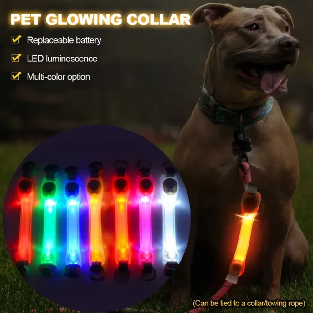 LED Flashing Night Running Pet Dog Safety Harness Collar Waterproof MultiColor Pendant For Outdoor