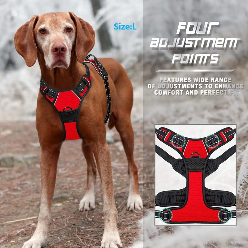 Reflective No Pull Dog Harness Front Clip For Large Dogs Heavy Duty Easy Control Handle 1