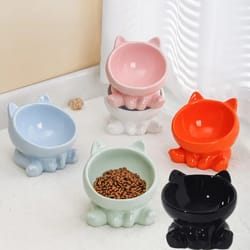 pet accessories ceramic dog bowl, high feet, cat bowl, cute water bowl, cervical spine protection