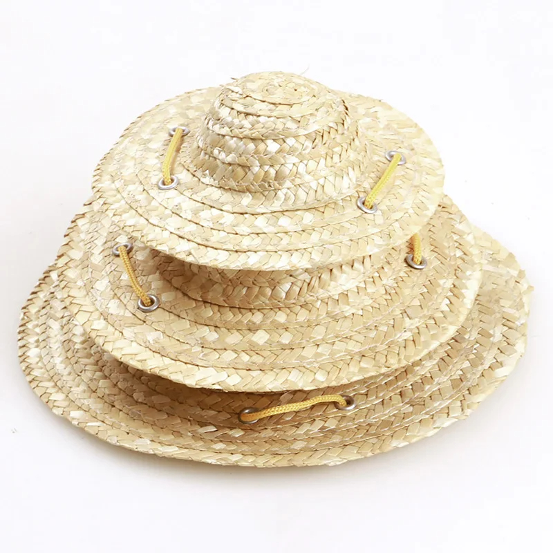 Cute Fashion Pet Woven Straw Hat, Sombrero for Small Dogs and Cats, Sun Hat Beach Party Costume Accessory
