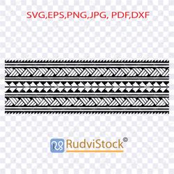 Polynesian tattoo vector pattern. Tattoo svg. Polynesian tribal tattoo border. Tribal tattoo geometric fore arm band.