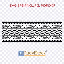 Polynesian tattoo line design. Polynesian hawaii vector sleeve border. Tribal pattern seamless samoan band.