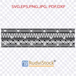 Polynesian tattoo line design. Polynesian hawaii vector border. Tribal pattern seamless samoan band.