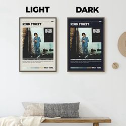 52nd street retro album poster print billy joel - vintage music memorabilia